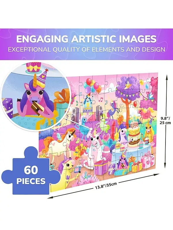 Пазлы из 60 деталей для детей 4-6 лет Quokka, unicorns — изображение 2 из 4