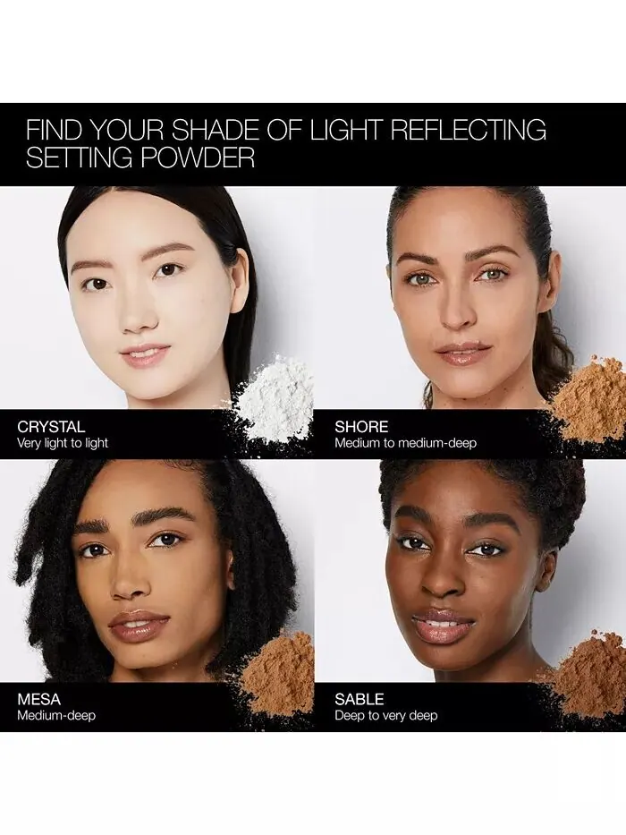 Светоотражающая прессованная фиксирующая пудра, 0,35 унции Nars, цвет Crystal (Very light to light) — изображение 6 из 12