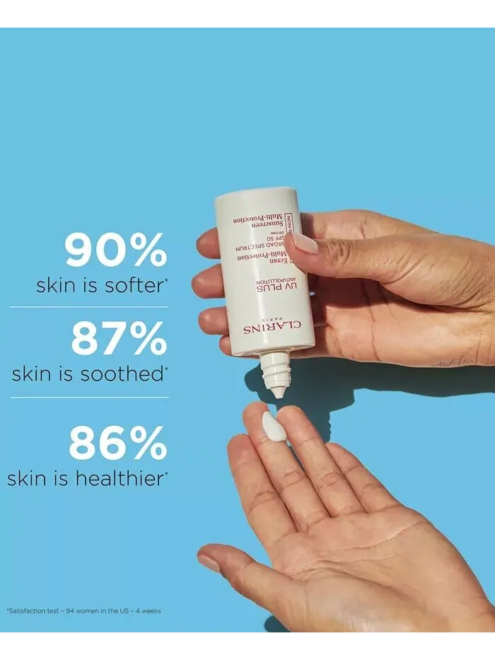 Антиоксидантный солнцезащитный крем для лица UV Plus Anti-Pollution SPF 50, 1,7 унции Clarins — изображение 2 из 6