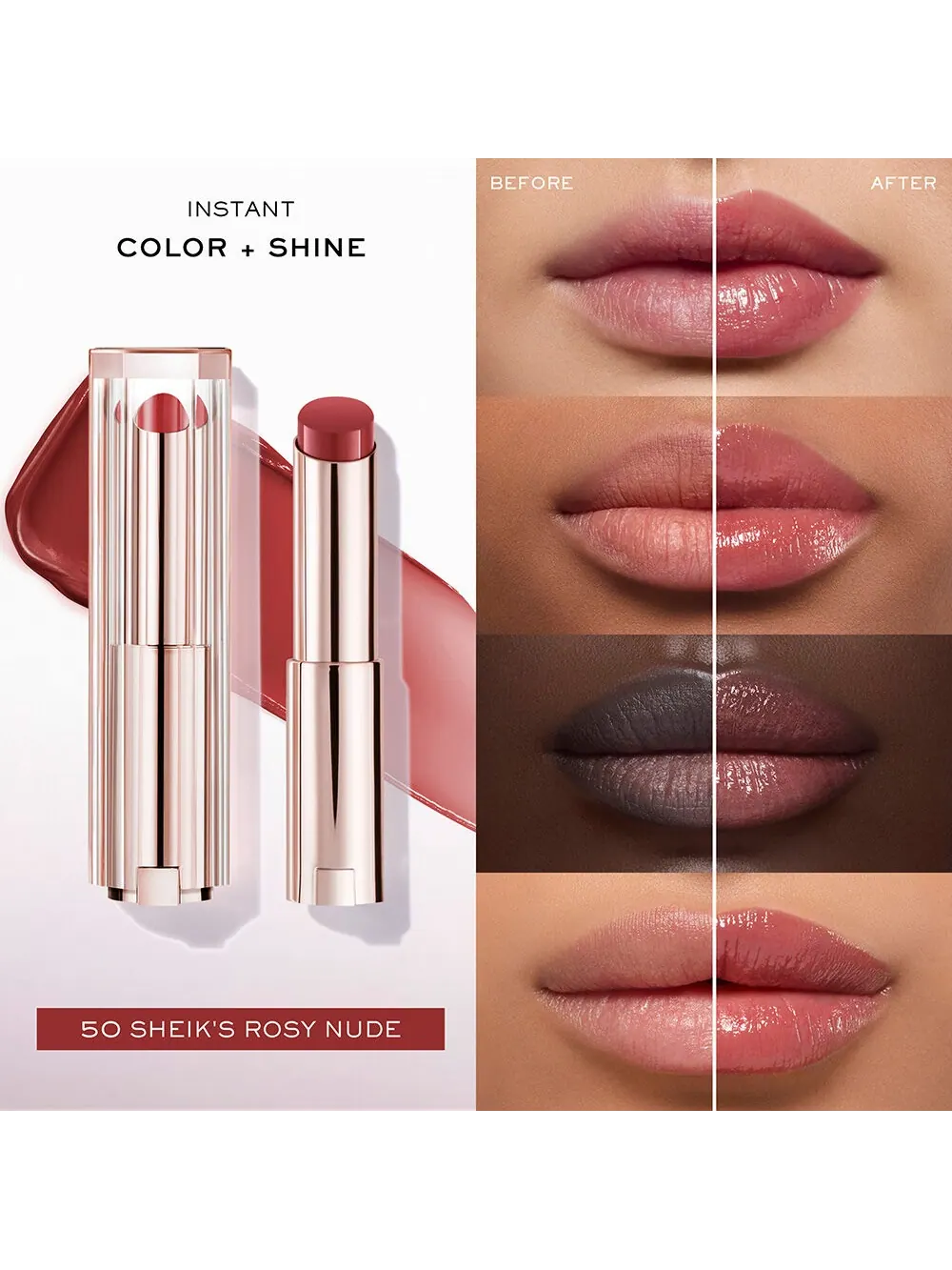 Увлажняющий бальзам для губ Lancome Lip Idole Squalane-12 Butterglow, 50 Sheik's Rosy Nude, 3 г — изображение 4 из 4