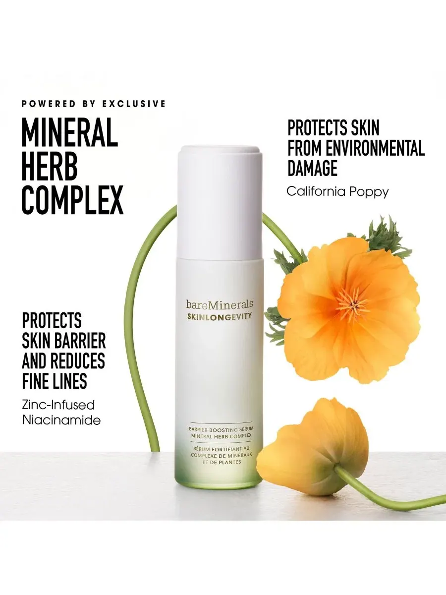 Сыворотка для лица с ниацинамидом, 50 мл, Skinlongevity Barrier Boosting Serum bareMinerals — изображение 7 из 13