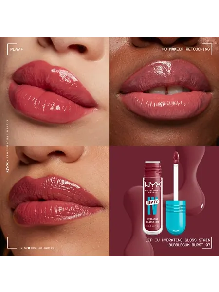 Увлажняющий блеск для губ NYX Professional Makeup Lip I.V. Hydrating Gloss Stain, Bubblegum Burst — изображение 6 из 6