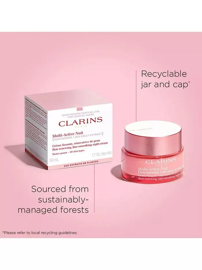 Крем для лица Clarins — Мультиактивный ночной увлажняющий для морщин, пор и сияния с ниацинамидом — изображение 6 из 8