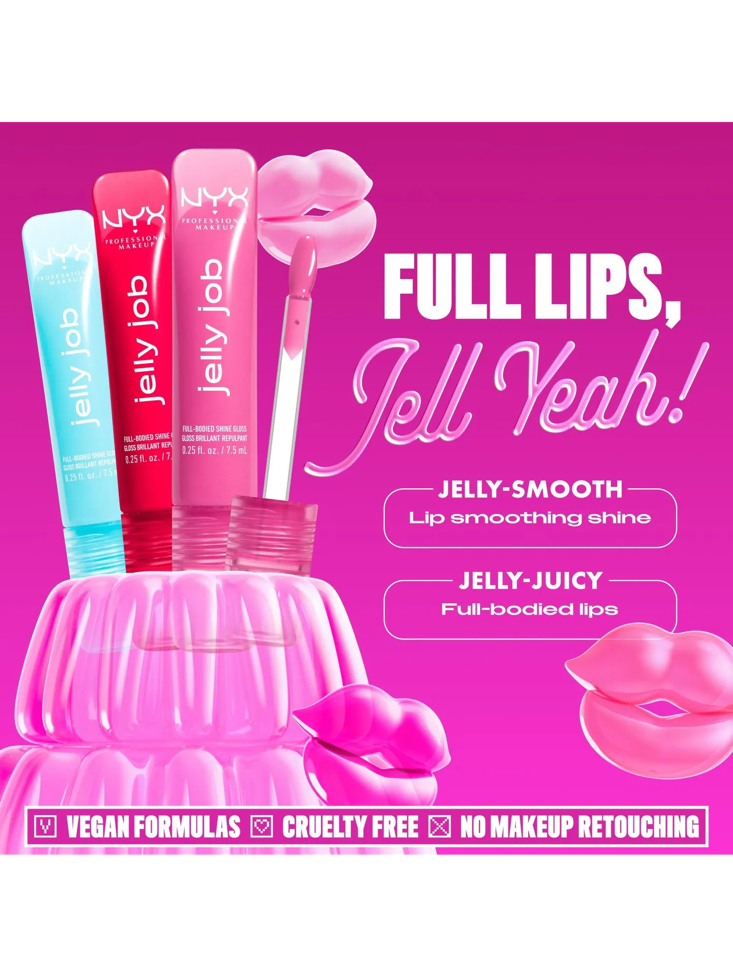 Блеск для губ NYX Professional Makeup Jelly Job, Jelly Squeeze, 7.5 мл — изображение 6 из 7