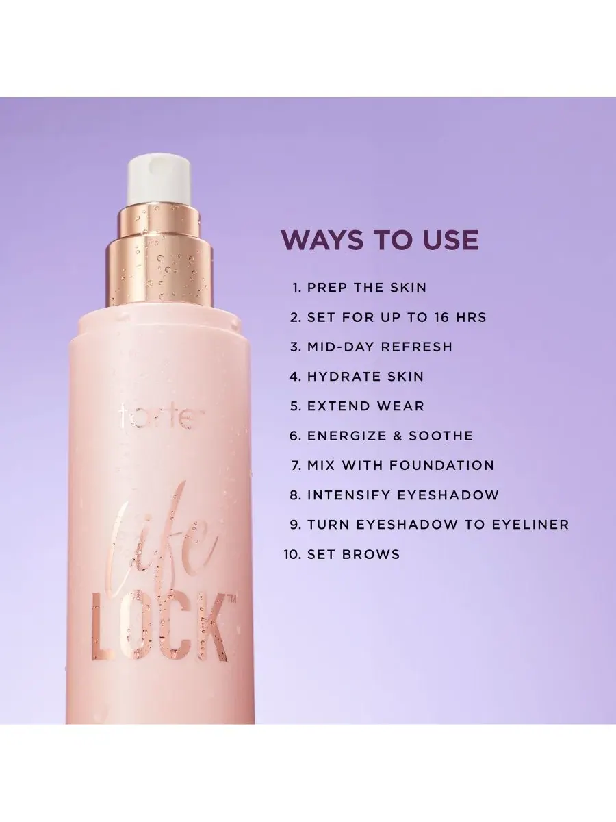 Увлажняющий фиксирующий спрей Life Lock в дорожном формате (35 мл) Tarte — изображение 5 из 8