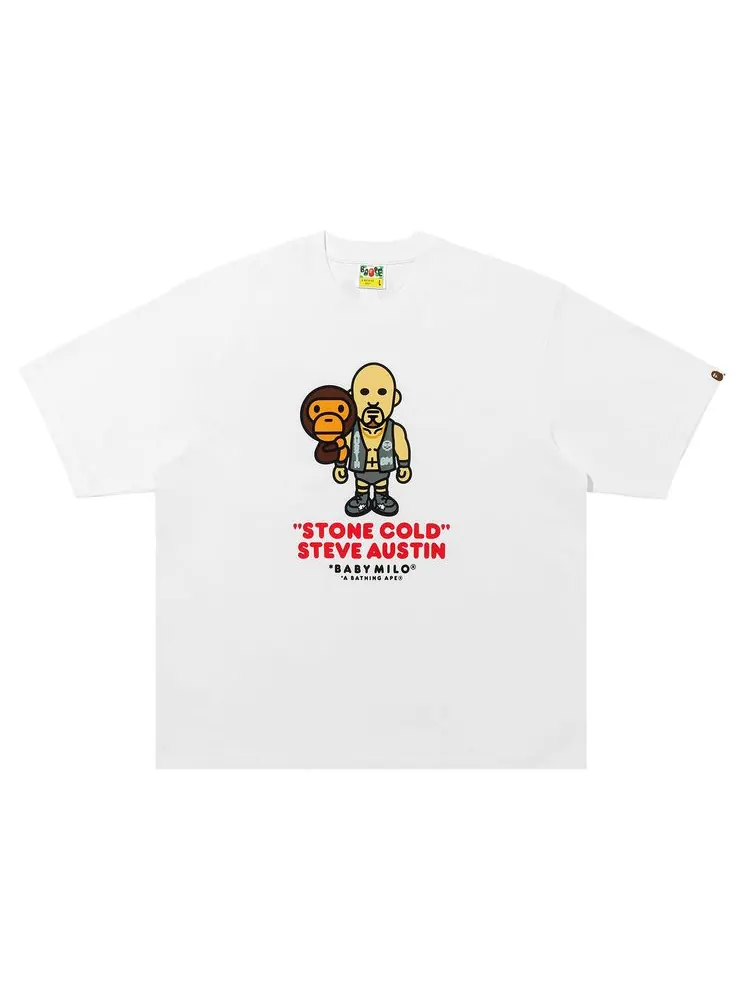 Футболка BAPE x WWE Stone Cold Steve Austin Baby Milo Relaxed Fit Tee — изображение 1 из 2, белый