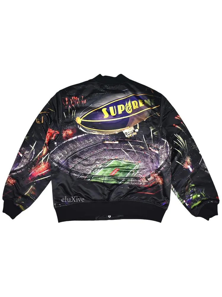 Атласная университетская куртка Supreme Mitchell & Ness Stadium — изображение 2 из 2, черный