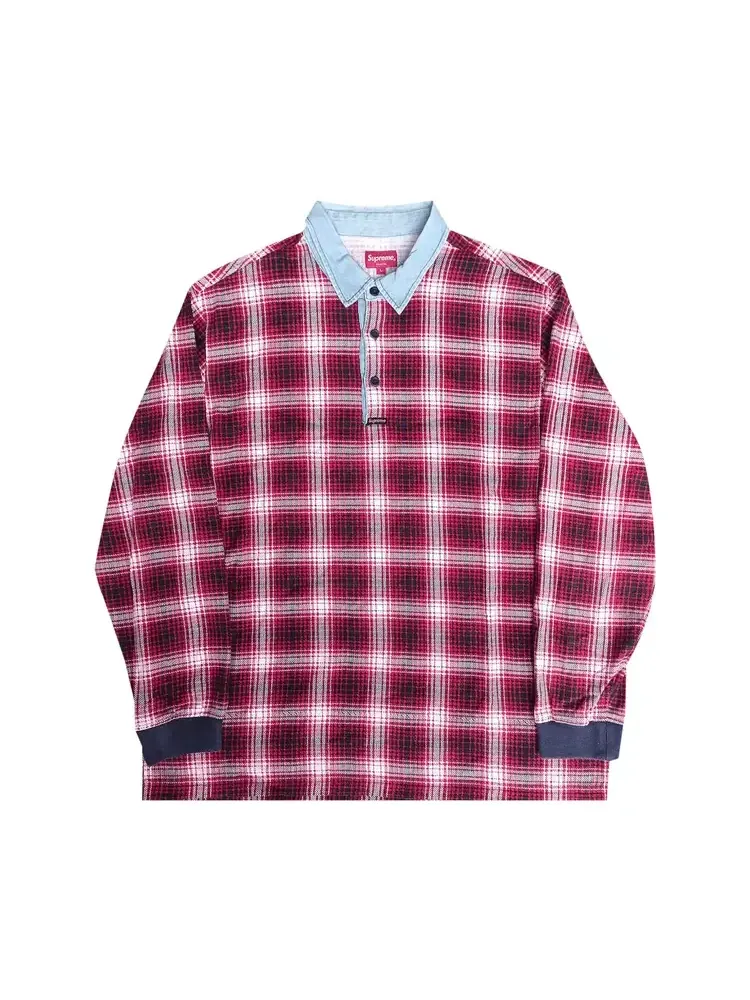 Регбийная рубашка Supreme Shadow Plaid 'Red' — красный