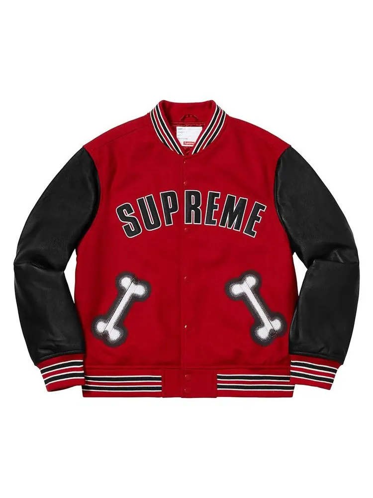 Куртка Supreme Bone Varsity Jacket — красный