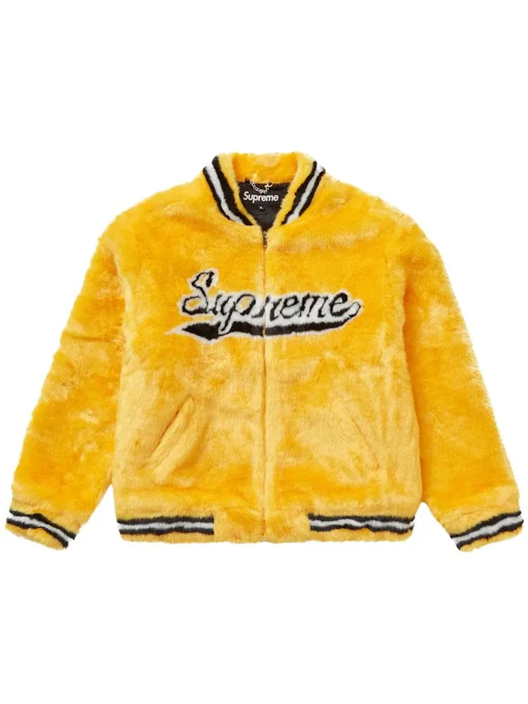 Куртка Supreme Faux Fur Varsity Jacket — изображение 1 из 1, желтый