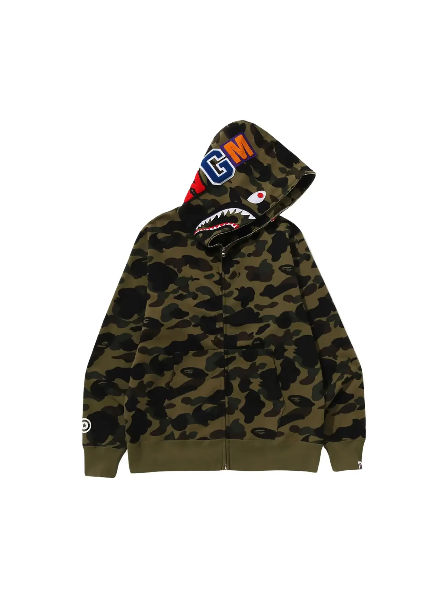 Худи BAPE 1st Camo Shark на молнии — изображение 1 из 2, зеленый