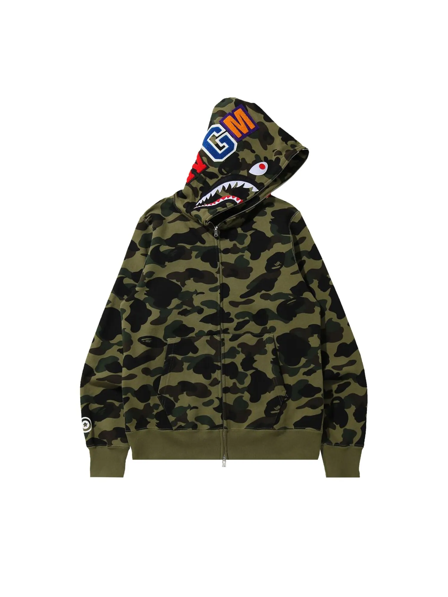 BAPE 1st Camo Shark Толстовка на молнии на всю длину — зеленый
