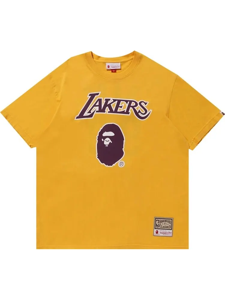 Футболка BAPE x Mitchell & Ness Lakers Tee 'Yellow ' — изображение 1 из 2, желтый