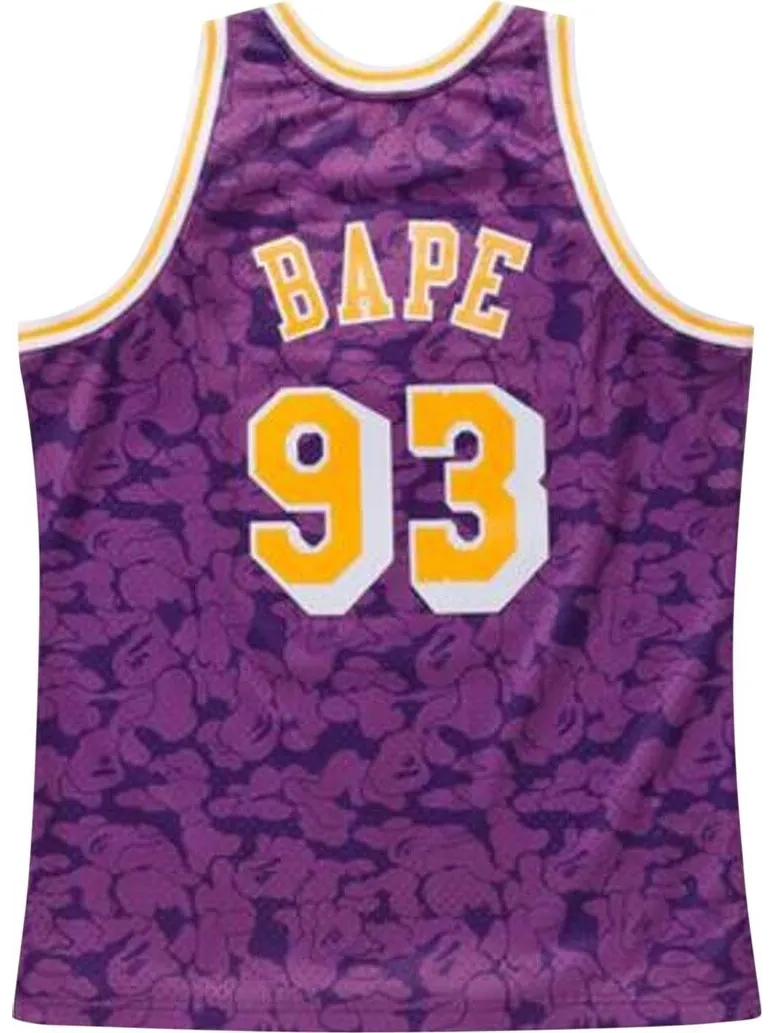 Футболка BAPE x Mitchell & Ness Lakers ABC Basketball Swingman Jersey 'Purple' — изображение 2 из 2, фиолетовый