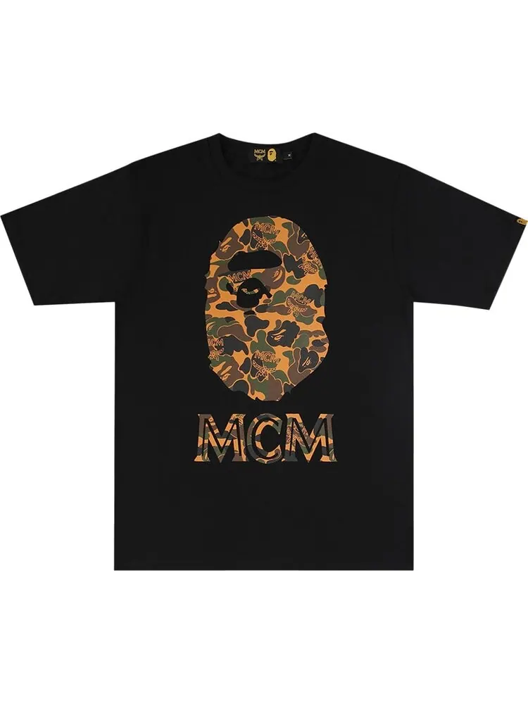 Футболка BAPE x MCM Camo Ape Head T-Shirt 'Black' — изображение 1 из 1, черный