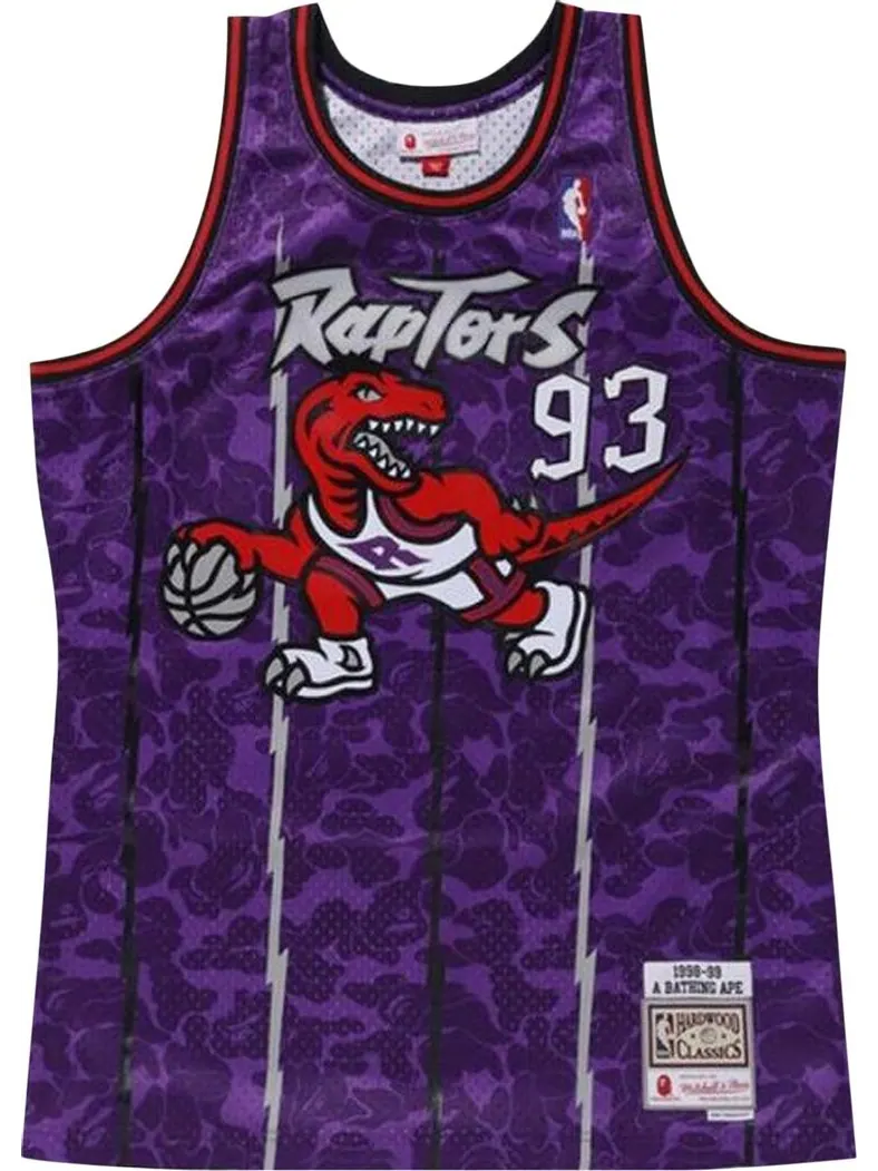 Футболка BAPE x Mitchell & Ness Raptors Camo Basketball Swingman Jersey 'Purple' — изображение 1 из 1, фиолетовый