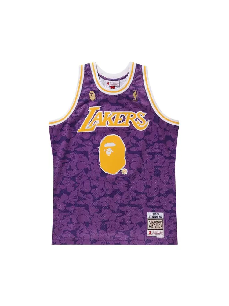 Джерси BAPE x Mitchell Ness Lakers ABC Basketball Swingman Jersey — изображение 1 из 3, фиолетовый