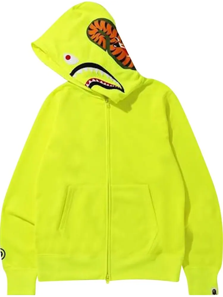 Худи BAPE Neon Shark Full Zip Hoodie 'Yellow' — изображение 2 из 2, желтый