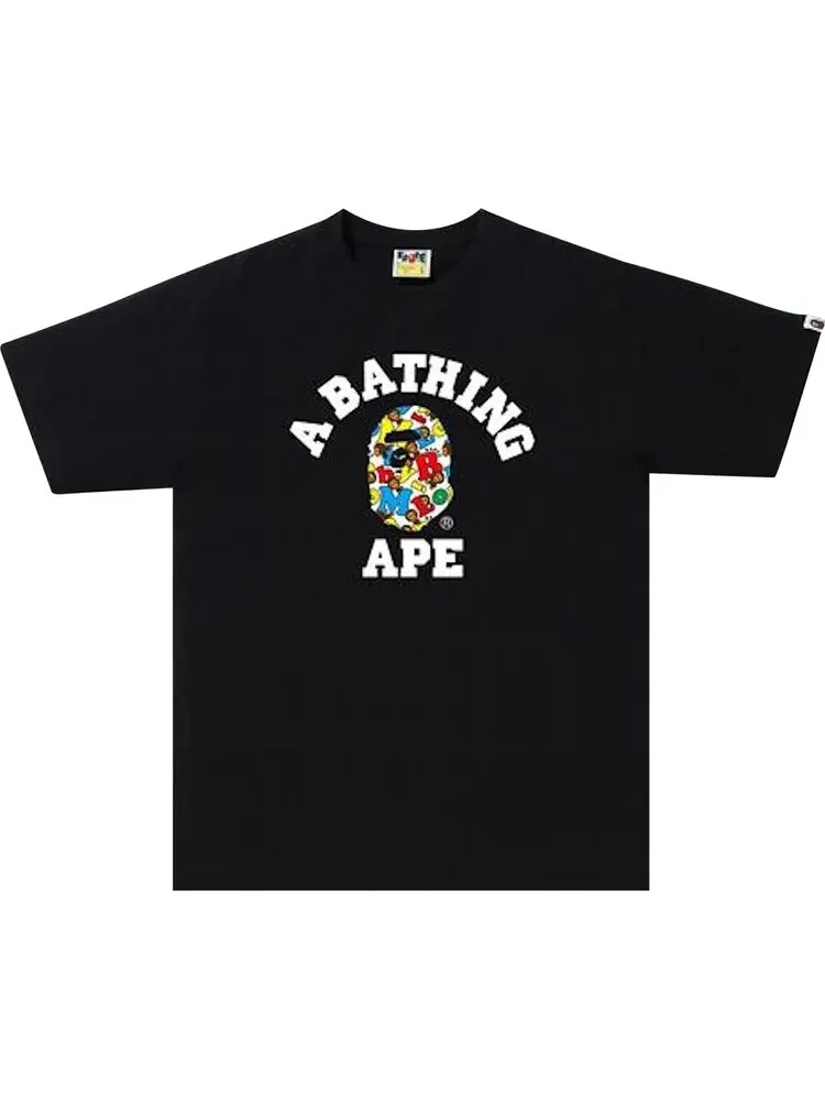 Футболка BAPE Baby Milo Alphabet College Tee 'Black' — изображение 1 из 1, черный