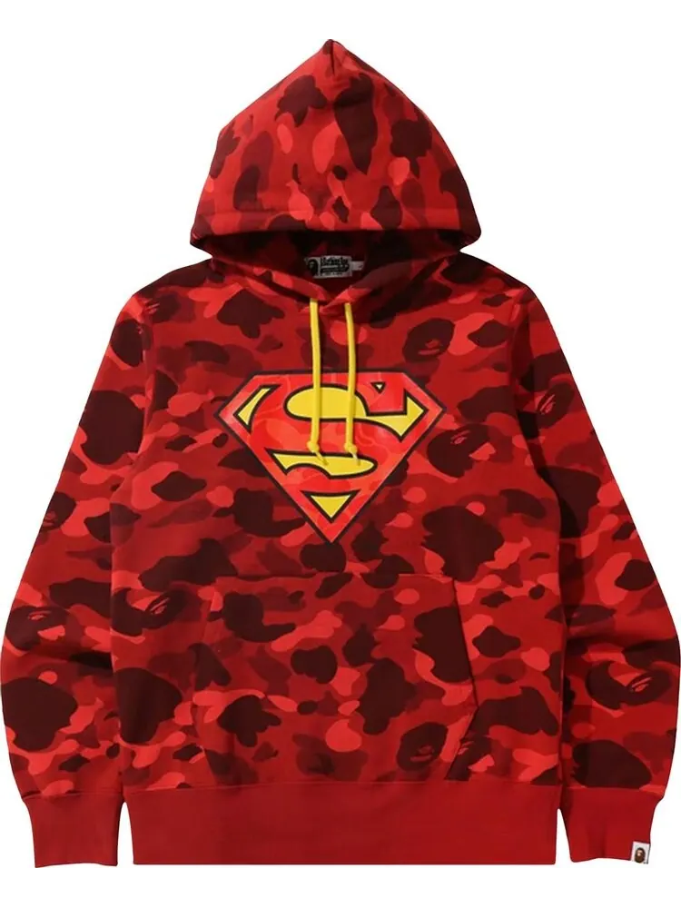 Худи BAPE x DC Superman Camo Pullover Hoodie 'Red' — изображение 1 из 2, красный