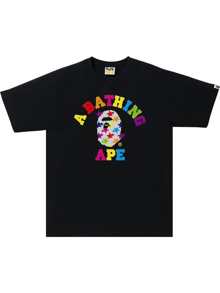 Футболка BAPE Sta Pattern College Tee 'Black' — изображение 1 из 1, черный