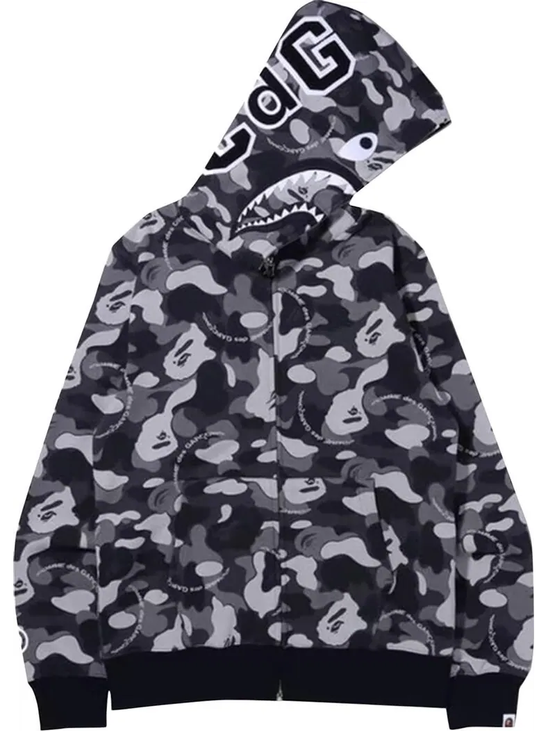 Худи BAPE x Comme des Garçons Osaka Shark Full Zip Hoodie 'Black' — изображение 1 из 2, черный