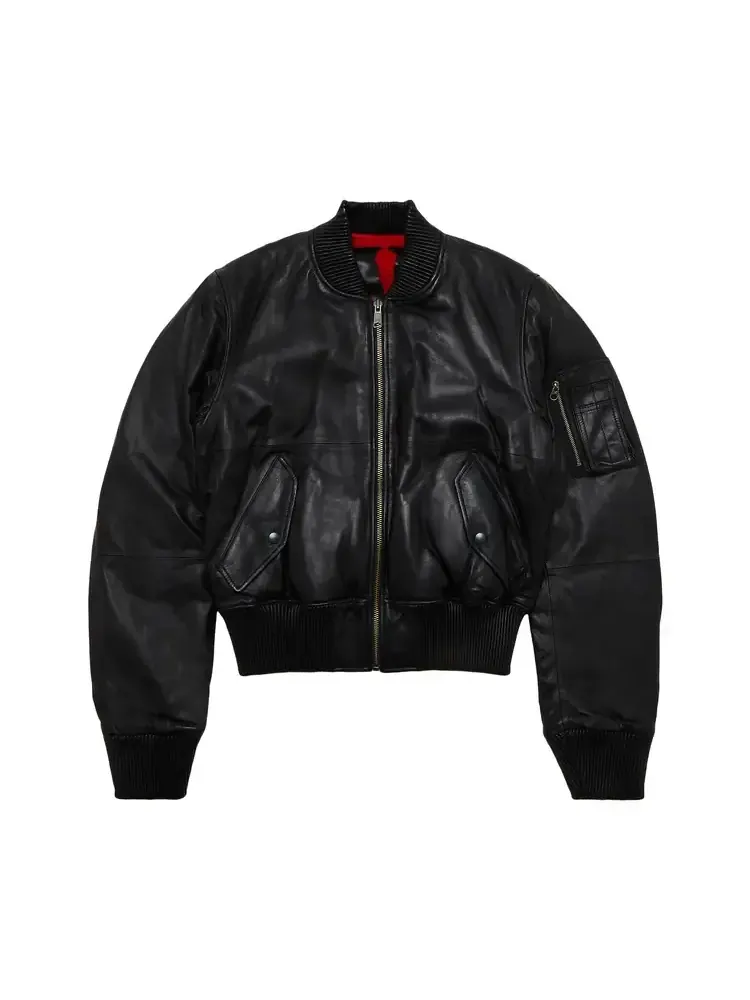 Кожаная куртка-бомбер Vlone — черный