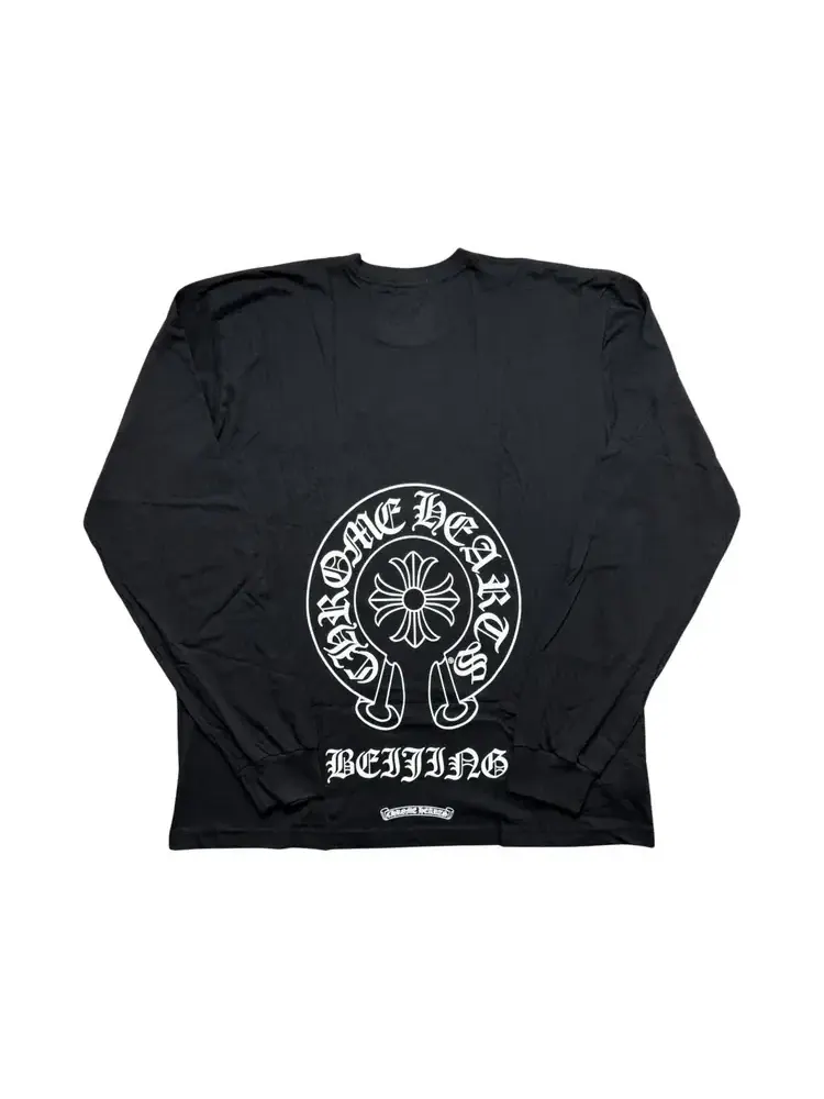 Эксклюзивная футболка с длинными рукавами Chrome Hearts Beijing Horseshoe — изображение 2 из 2, черный