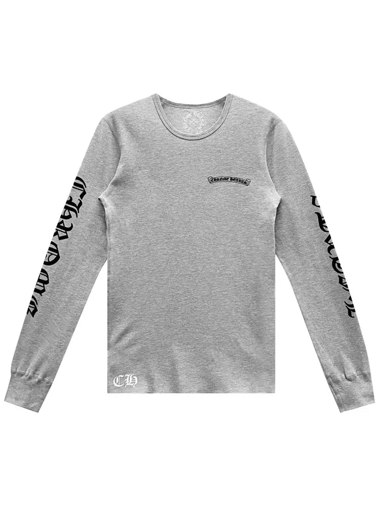 Футболка Chrome Hearts Scroll Logo Long-Sleeve Thermal T-Shirt 'Grey'