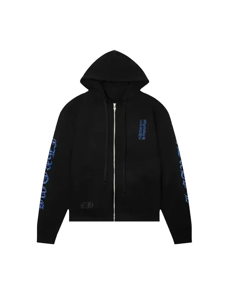 Худи на молнии с вертикальным логотипом Chrome Hearts