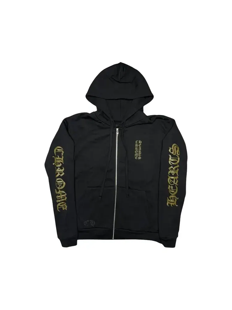 Худи на молнии с вертикальным логотипом Chrome Hearts