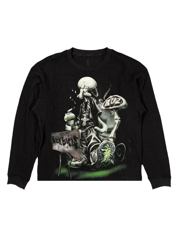 Термофутболка с длинными рукавами Cactus Jack by Travis Scott x Spongebob — черный