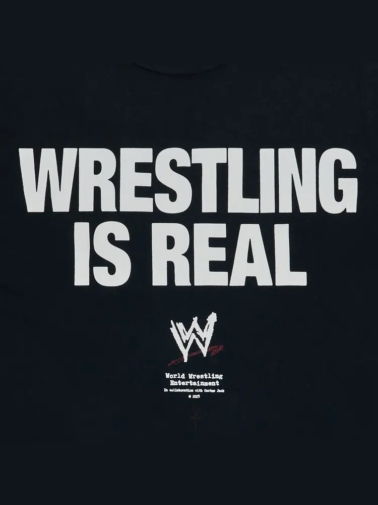 Футболка Cactus Jack by Travis Scott Wrestling is Real Real Tee 'Black' — изображение 3 из 3, черный