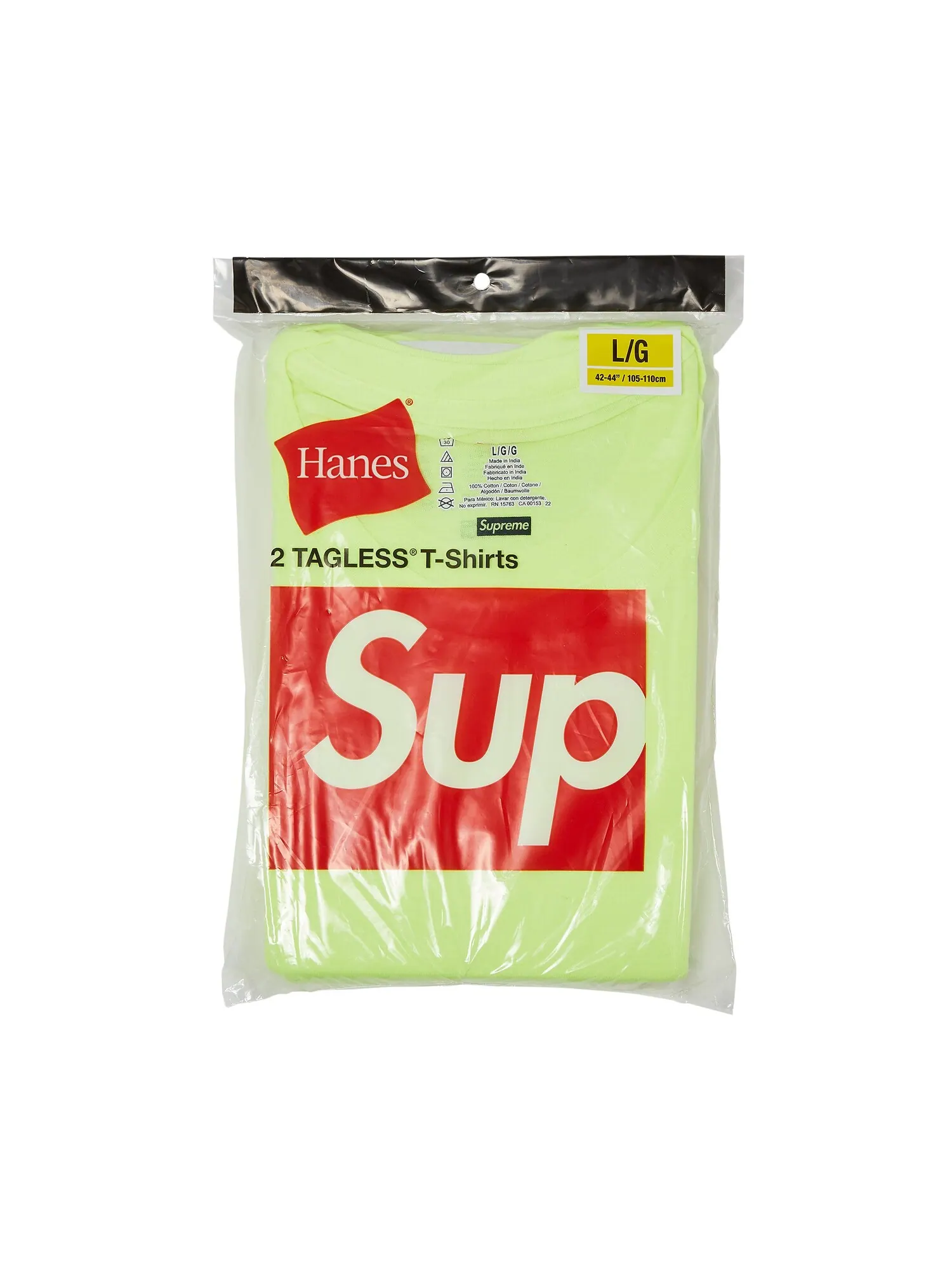 Футболки без тегов Supreme x Hanes (2 шт.) — изображение 1 из 2, желтый