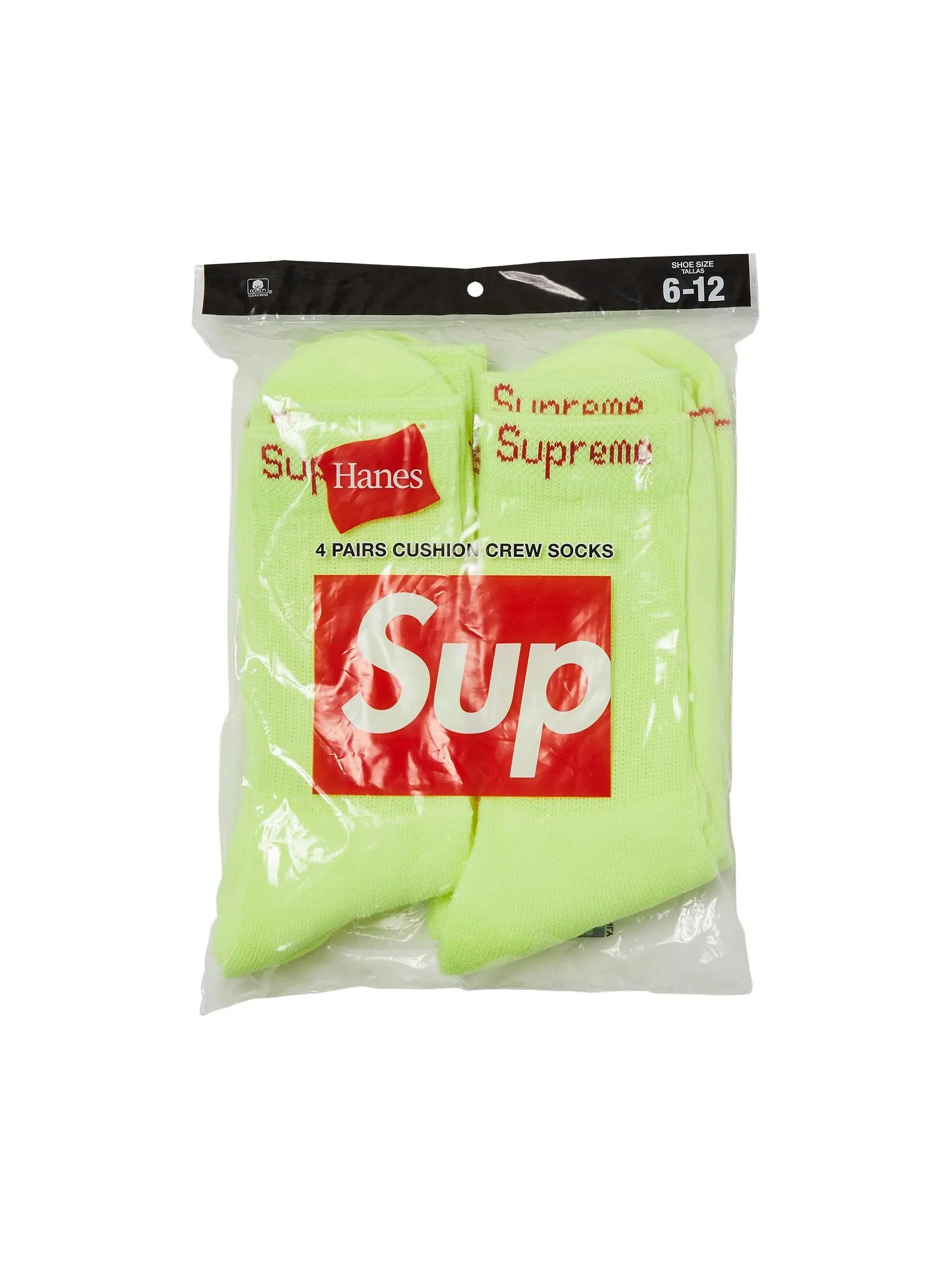 Носки Supreme x Hanes Crew (4 шт.) — изображение 1 из 2, желтый