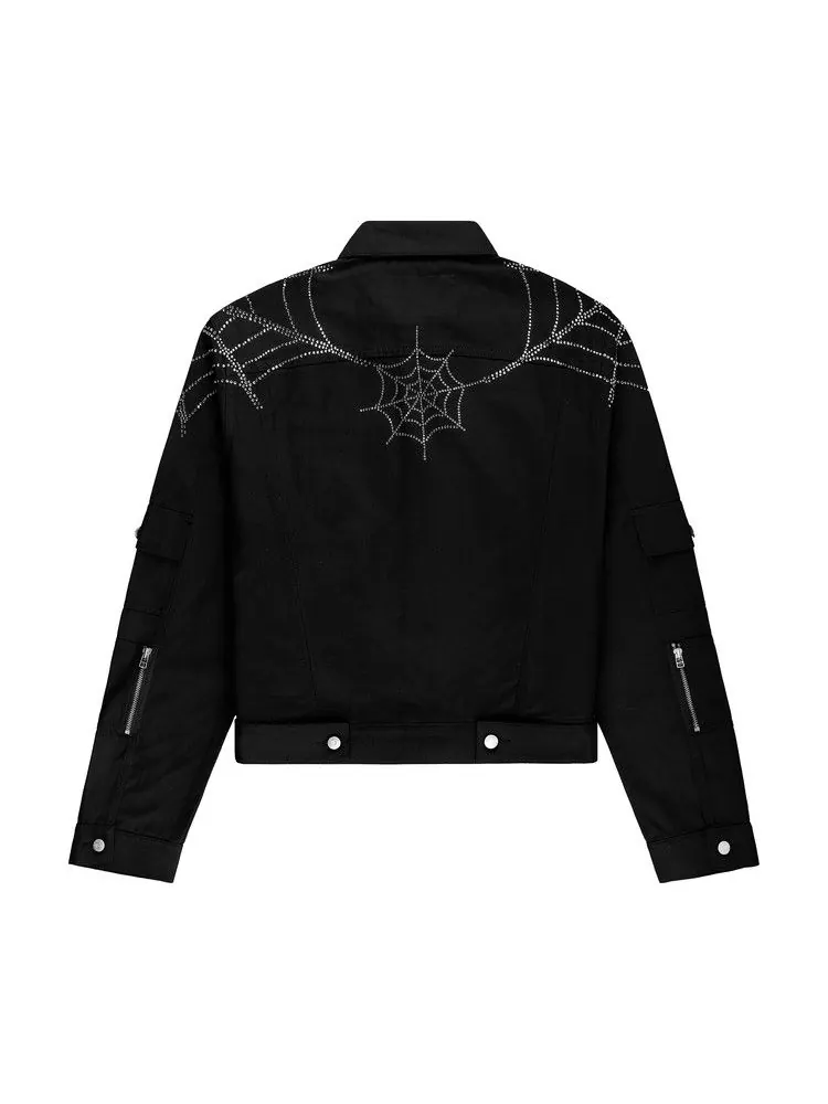 Куртка Sp5der Web Denim Cropped Trucker Jacket — изображение 2 из 2, черный