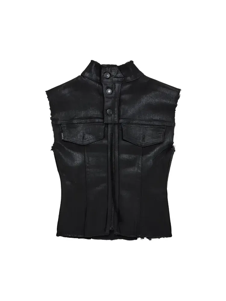 Джинсовая блузка Ottolinger Glazed Denim Zip Top — черный