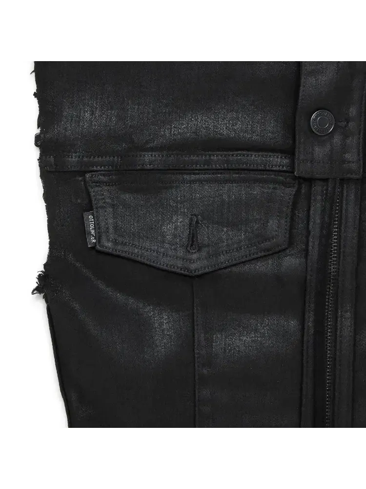 Джинсовая блузка Ottolinger Glazed Denim Zip Top — изображение 3 из 3, черный