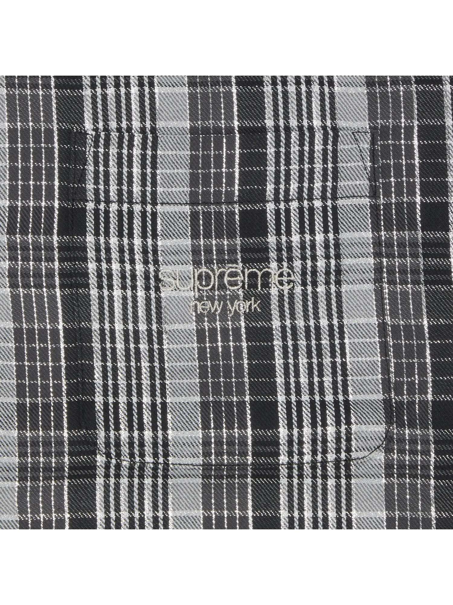 Рубашка с короткими рукавами в клетку металлик Supreme — изображение 3 из 3, черный