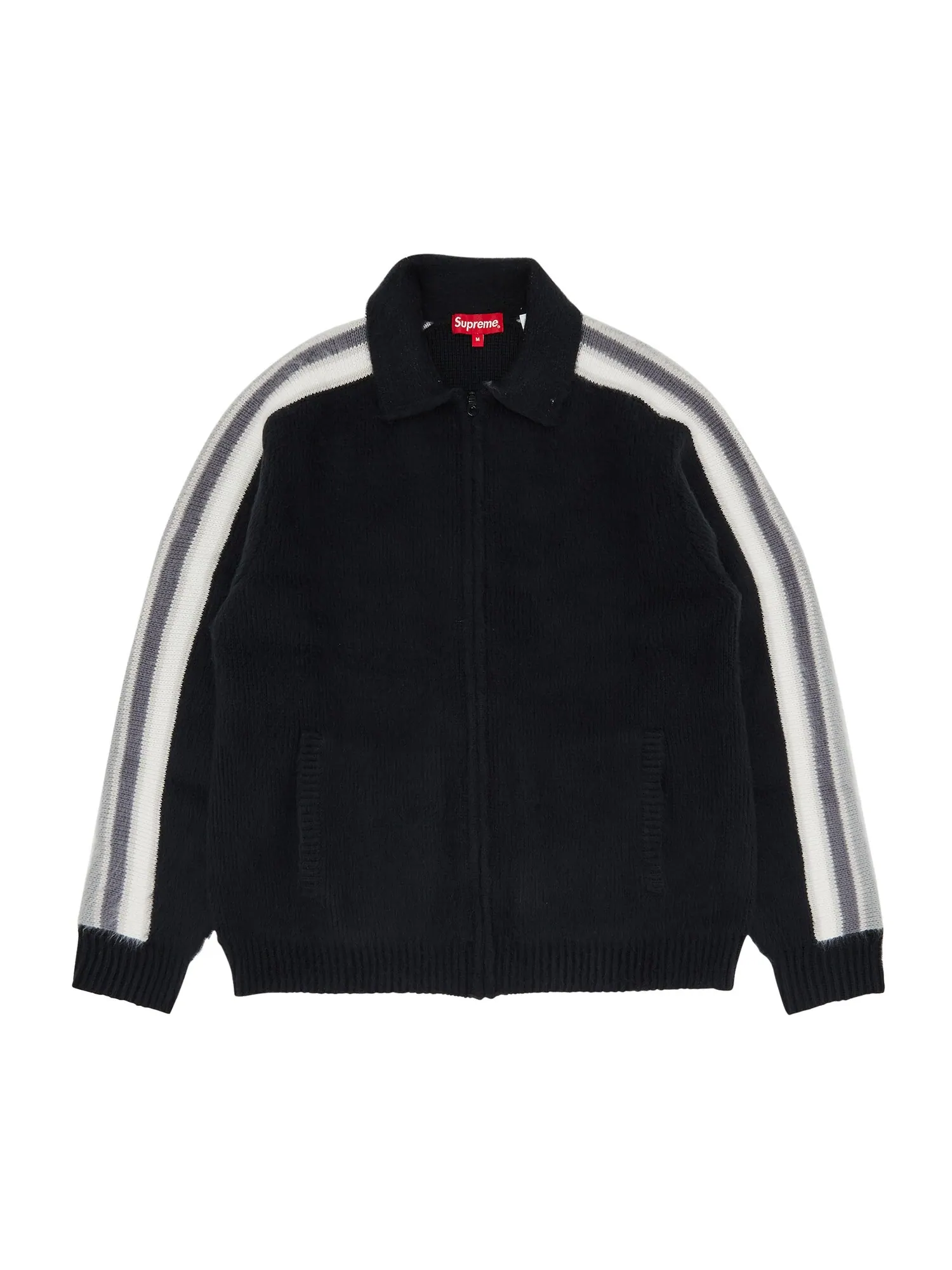 Свитер на молнии с полосками Supreme — изображение 1 из 3, черный