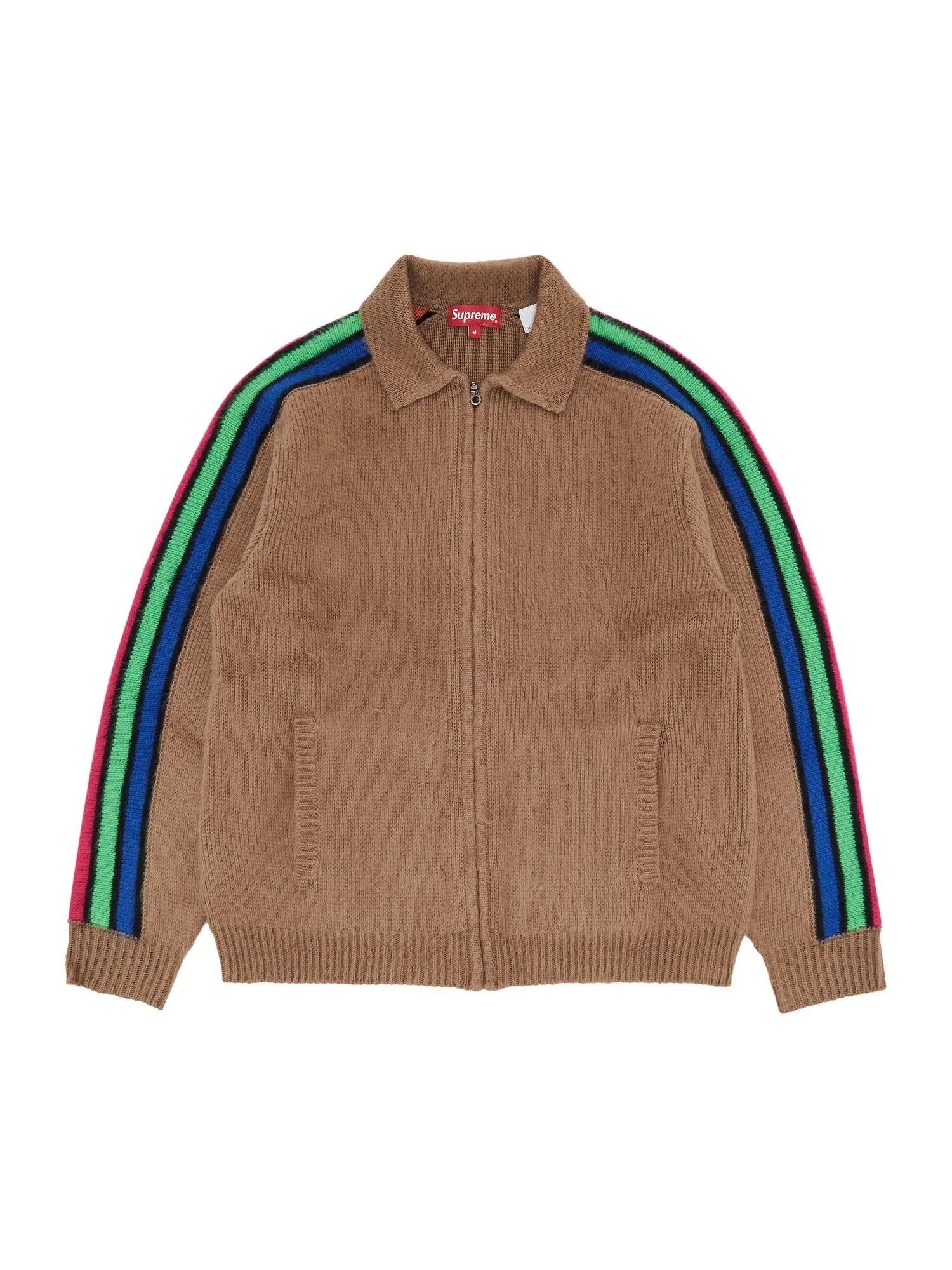 Свитер на молнии с рукавами и полосками Supreme — изображение 1 из 3, коричневый