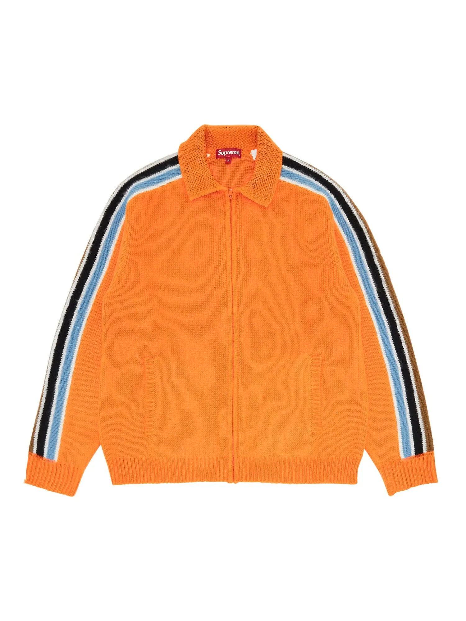 Свитер на молнии с рукавами и полосками Supreme — изображение 1 из 3, оранжевый