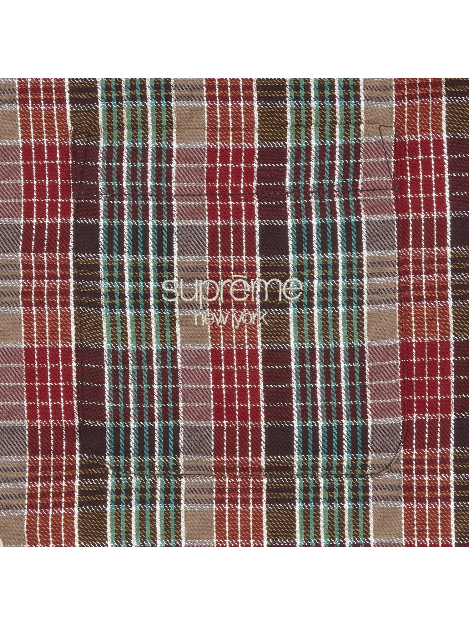 Рубашка в клетку с короткими рукавами в металлизированную клетку Supreme — изображение 3 из 3, красный