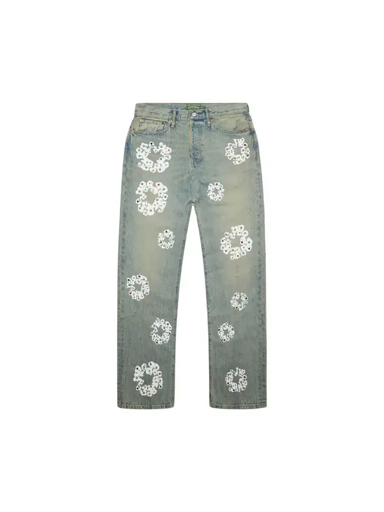 Джинсовые брюки Denim Tears Baggy Studded Cotton Wreath Denim Pant