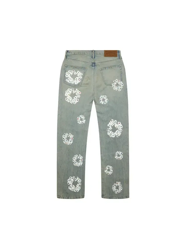 Джинсовые брюки Denim Tears Baggy Studded Cotton Wreath Denim Pant — изображение 2 из 2, синий