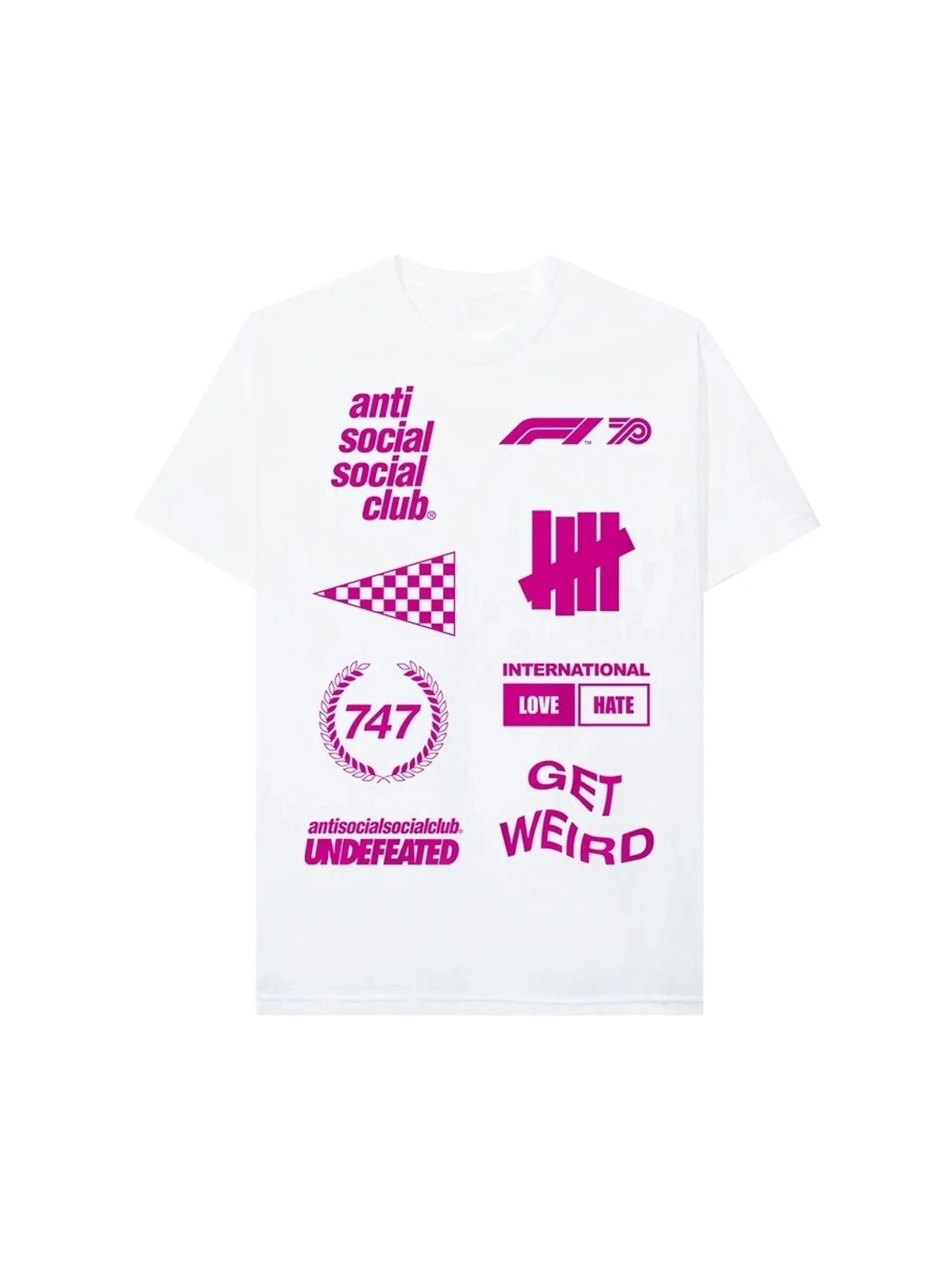 Футболка Anti Social Social Club x UNDFTD x F1 Белая — изображение 1 из 2, белый