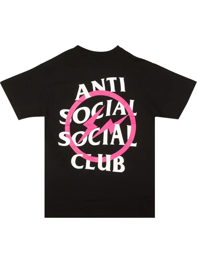 Футболка Anti Social Social Club x Fragment Design Pink Bolt Tee 'Black' — изображение 2 из 2, черный