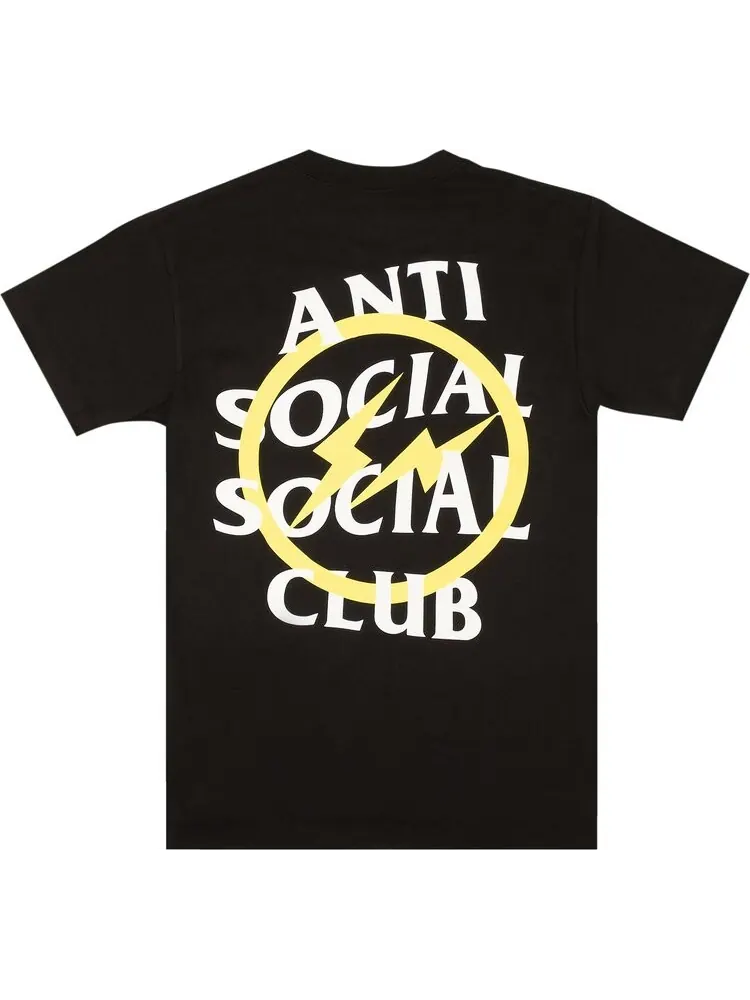 Футболка Anti Social Social Club x Fragment Design Yellow Bolt Tee 'Black' — изображение 2 из 2, черный