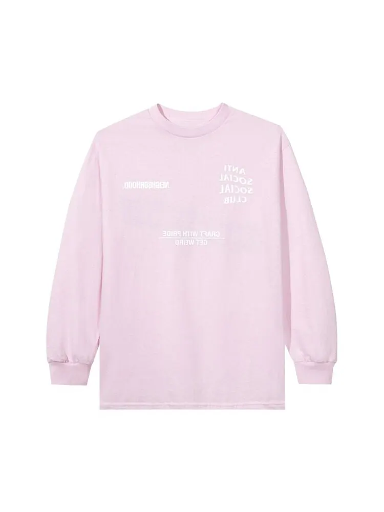 Футболка Anti Social Social Club x Neighborhood Long-Sleeve 'Pink' — изображение 2 из 2, розовый