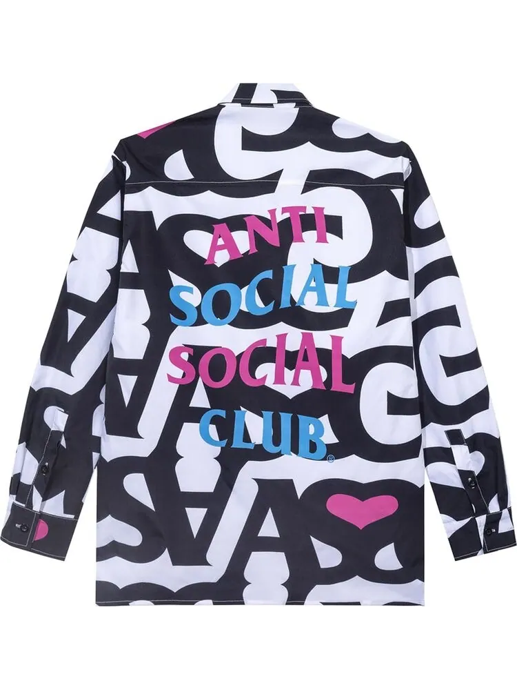 Лонгслив Anti Social Social Club Negative Space Long-Sleeve Button up 'White' — изображение 2 из 2, белый